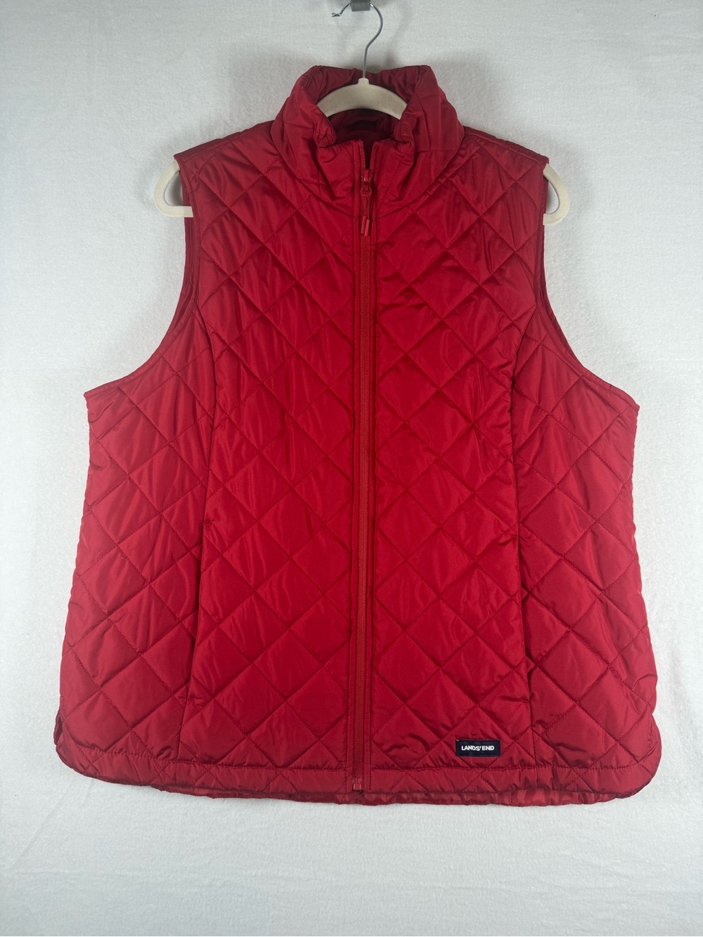 Lands' End Red Zip-up Quilted Puffer Vest Size XL